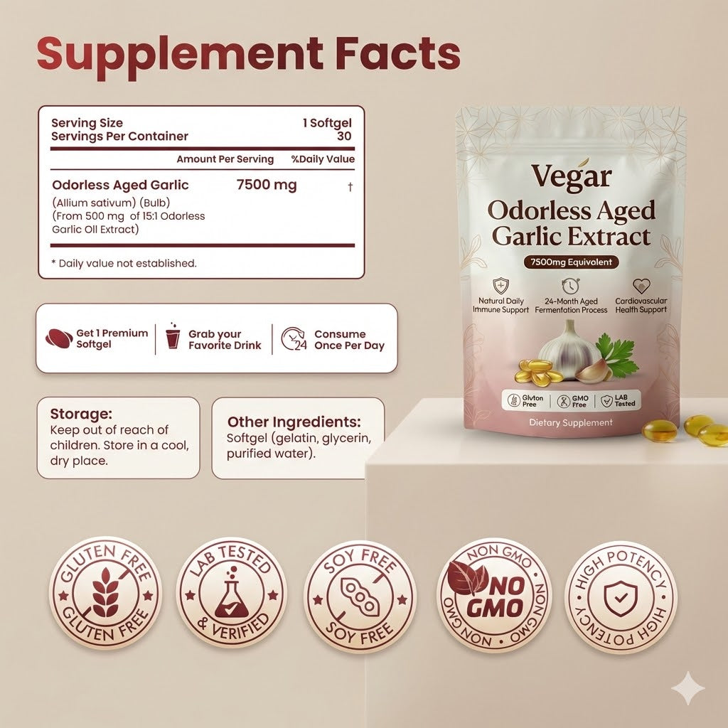Aged Garlic Extract - 7500mg Odorless Softgels